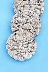 Round crispy rice crackers. Rice cakes