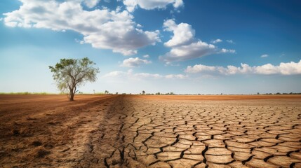 parched landscape, a stark image of the impact of climate change on agriculture generative ai
