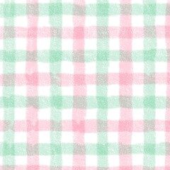 Pink Green Gingham Check Hand Drawn Background