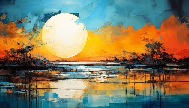Sunrise Illustrations and Beach Sunset Art, Sunset Illustrations and Multicolor Artistry
