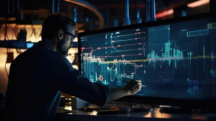 petroleum engineer analyzing oil well data generative ai