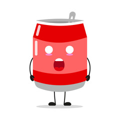 Cute shocked soda can character. Funny soft drink cartoon emoticon in flat style. drink vector illustration