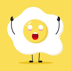 Cute shocked fried egg character. Funny food cartoon emoticon in flat style. egg vector illustration