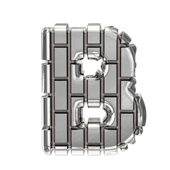 Symbol made of silver vertical bricks. letter b
