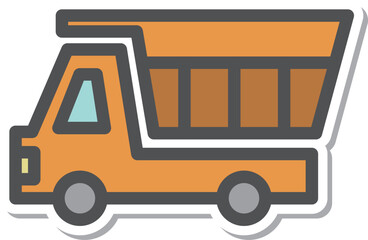 シンプルな乗り物のステッカー単品アイコン　ダンプカー © nissat