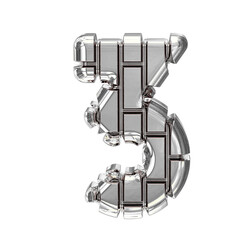 Symbol made of silver vertical bricks. number