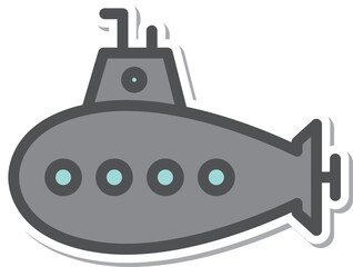 シンプルな乗り物のステッカー単品アイコン　潜水艦
