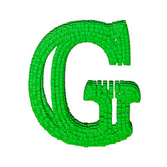 Symbol made of green cubes. letter g