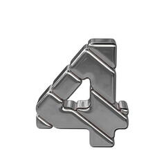 Symbol made of diagonal silver blocks. number 4