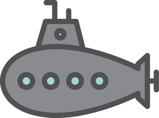 シンプルな乗り物のカラー単品アイコン　潜水艦