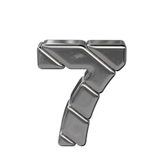 Symbol made of diagonal silver blocks. number 7