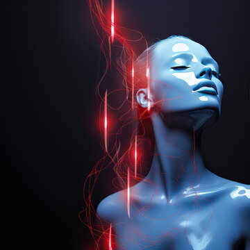 Neon Girls Portraits with a Cyborg Twist, Futuristic Portraits with Neon Glow