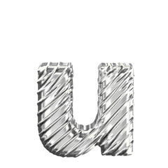 Ribbed silver symbol. letter u
