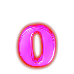 Symbol made of glowing purple. letter o