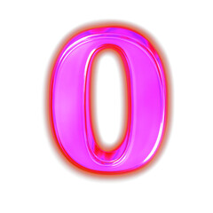 Symbol made of glowing purple. number 0