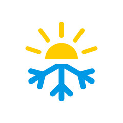 Sun and snowflake icon. Hot and cold