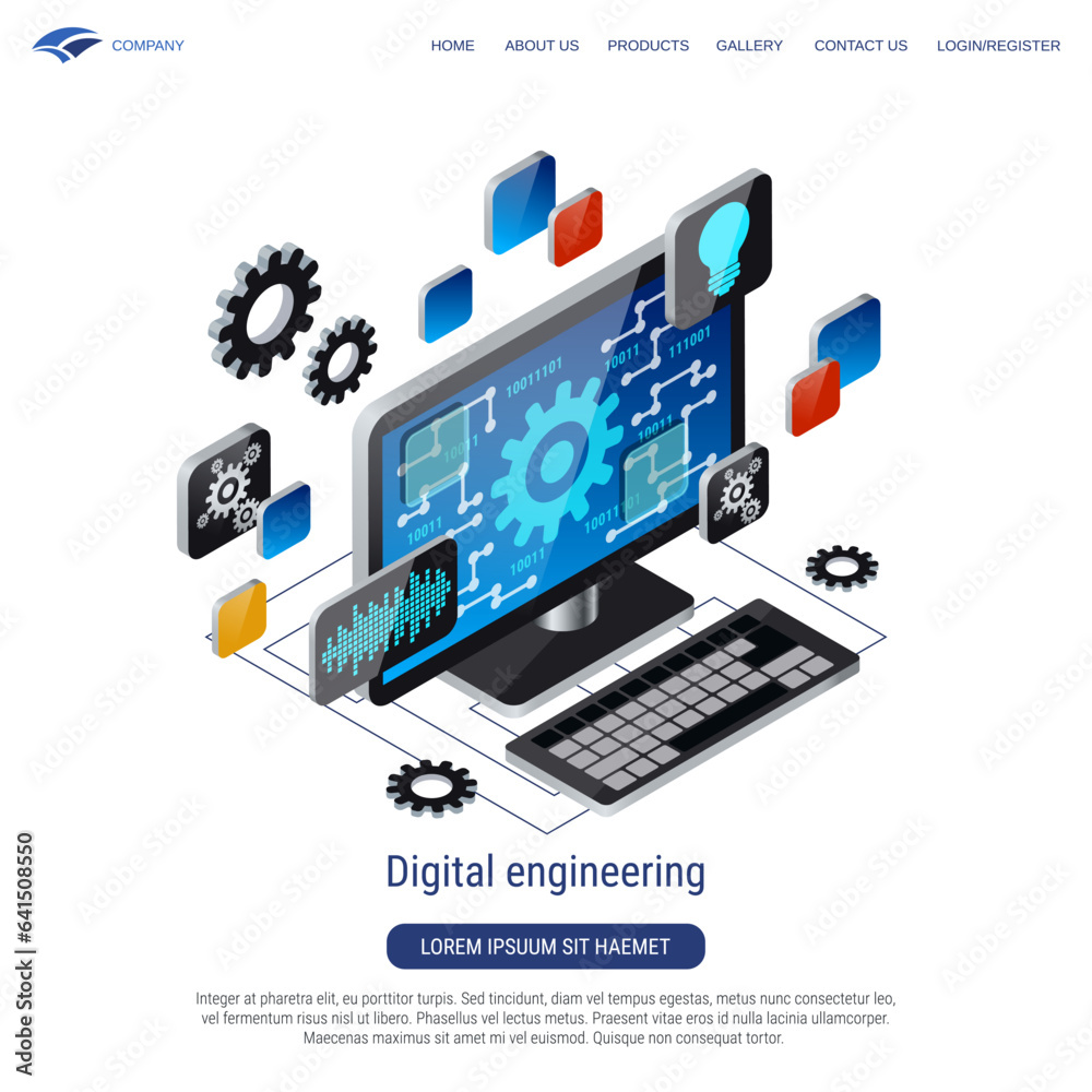Canvas Prints digital engineering 3d isometric vector concept illustration
