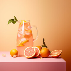 Detox infused water with oranges and grapefruit. Healthy eating, diet, summer drink, coctail
