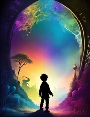 Magical fairytale Fantasy technicolor dream world,  created by ai generated