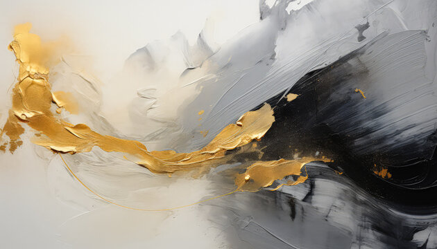 Painting and Abstract Wall Art Designs, brush stroke art, Golden and grey color stroke