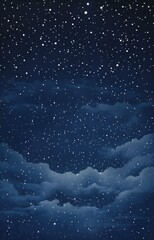 Starry night sky screenprint graphic, deep dark, illustration detailed and symbolic
