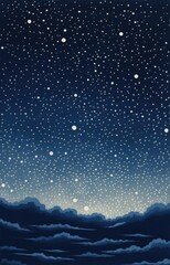 Fototapeta premium Starry night sky screenprint graphic, deep dark, illustration detailed and symbolic