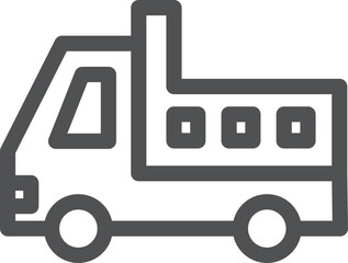 シンプルな乗り物の線画単品アイコン　ダンプカー