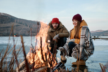 Romantic winter evening outdoors