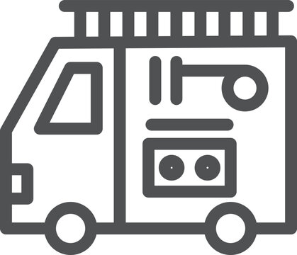recommend clip art: シンプルな乗り物の線画単品アイコン　消防車