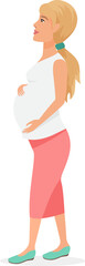 Woman waiting for a baby. Future pregnant mother, motherhood pregnancy cartoon vector illustration