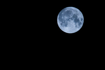 August blue super moon. Full moon. Lunar.