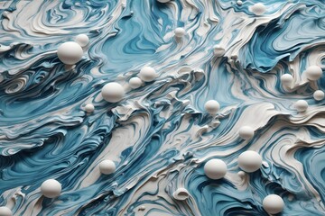 Blue Liquid Paint Style 3D Marble Texture, Oil Paint Marble Texture Background, 3D Marble Texture,...