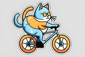 Cute cat enjoying a cycling race, Generative AI
