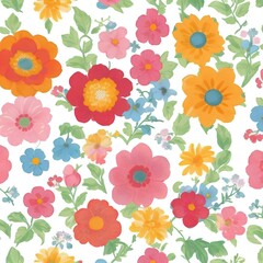 colorful flower pattern on a white background,  created by ai generated