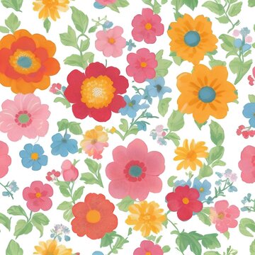 colorful flower pattern on a white background, created by ai generated © dion