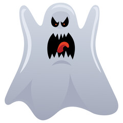 White Ghost Phantom Silhouette Halloween Spooky Spirit Flying Cartoon Vector 