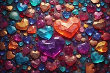 Fototapeta na wymiar Colorful Heart Stone Background, Colorful Heart Stone Wallpaper, Stone Background, Heart background, AI Generative