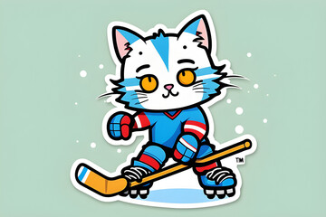 Cute cat who loves ice hockey, Generative AI
