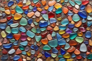 Fototapeta na wymiar Sea Glass Wallpaper, Sea Glass background, Glass Pebbles Stone Background, Stone Background, Pebble Stones, AI Generative