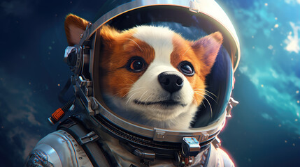 dog astronaut in space suit, generative ai