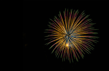 Beautiful fireworks, International Firework Festival in Pattaya, Thailand. Nov 25-26, 2022. on isolated black background.