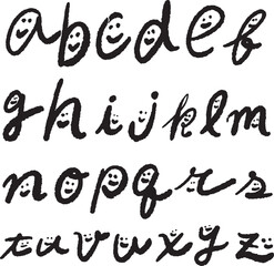 かわいい顔つきの手書きアルファベット文字　筆文字　ゆる文字
