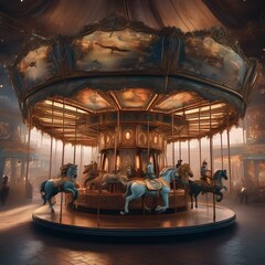Paint a dreamlike carousel populated by surreal, hybrid animals as the world turns around them2