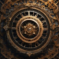 Fototapeta na wymiar Craft a mandala of intricate clockwork, merging gears and springs with organic elements1