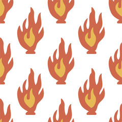 Seamless pattern with flames and fire.
