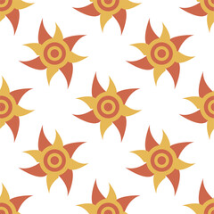 Seamless pattern with suns. Summer psychedelic