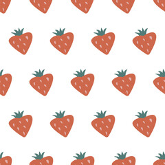 Seamless pattern with fresh strawberry berries.