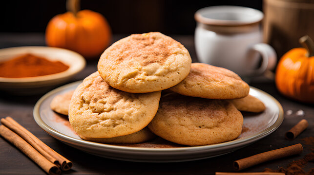 Drop snickerdoodle cookies with pumpkin and cinnamon