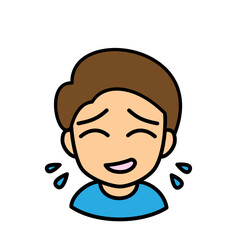 ブログで使えるアイコン　ベクター版　男性03七三分け　焦り顔
