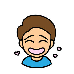 ブログで使えるアイコン　ベクター版　男性03七三分け　照れ顔
